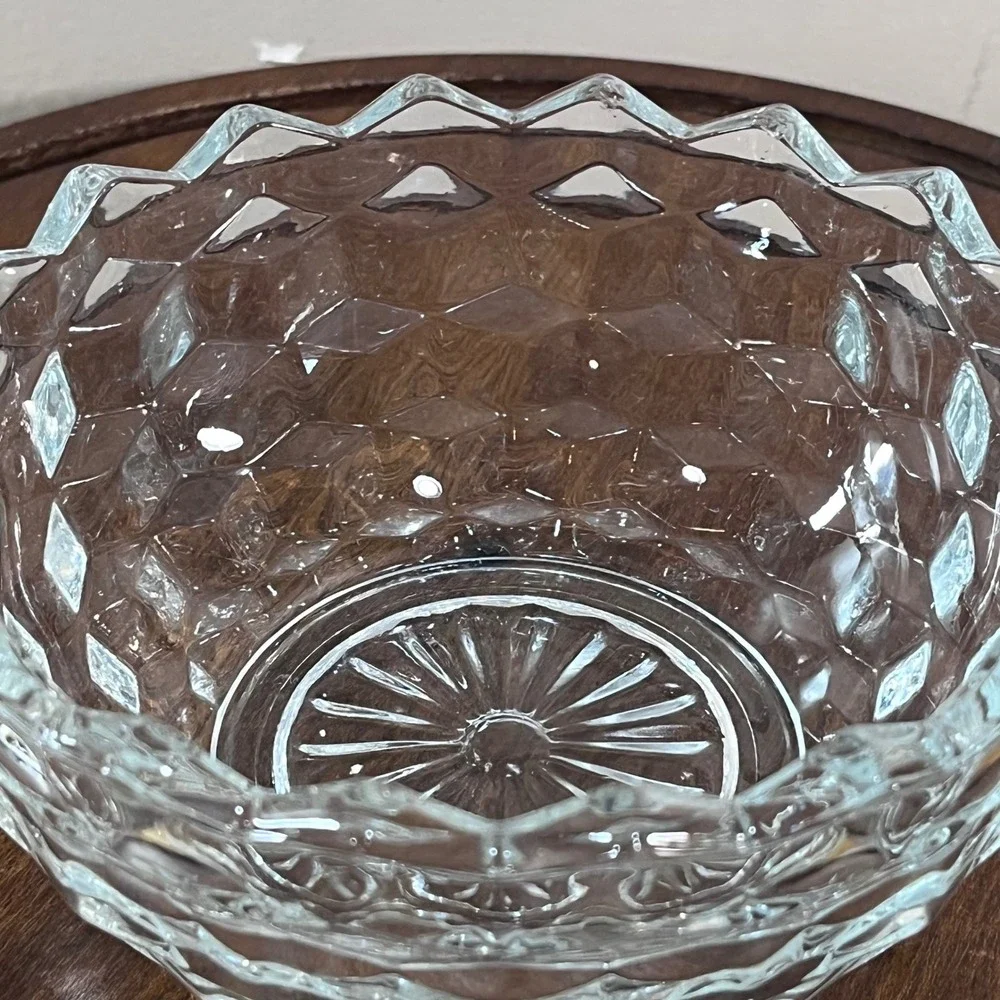 Vtg HOMCO Cubist Fairy Lamp Base Clear Glass Diamond Pattern Replacement Part